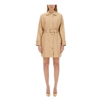 Michael Kors Belted Coats, female, Beige, Size: S Grommet Belted Trench