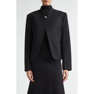 Jil Sander Jewel Detail Wool Crop Jacket in Black at Nordstrom, Size 8 Us