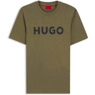 HUGO BOSS Hugo Heren-T-shirt met Dulivio-logo in contrasterende kleuren (Kaki Groen)