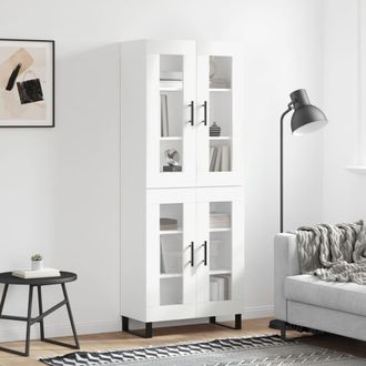 vidaXL Aparador Alto Madera Contrachapada Blanco 69,5x34x180 Cm Vidaxl