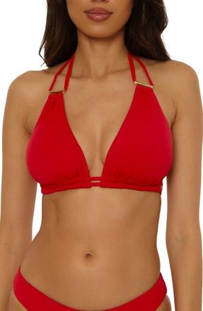 BECCA by Rebecca Virtue Riviera Triangle Bikini Top in Apple at Nordstrom, Size Ddd