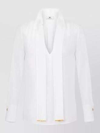 Elisabetta Franchi top long sleeves scarf detail gold buttons