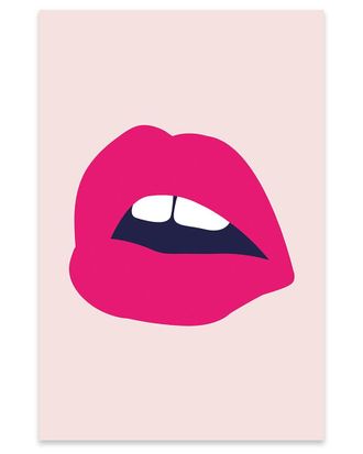 iCanvas Icanvas Pink Lips Salmon Back Print On Acrylic Glass By Pixy Paper