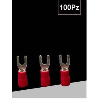 Trade Shop Trade Shop - Set 100 Pz Capicorda A Forcella A Crimpare Per Cavi 4 A 6 Mm&sup2; Isolato M4 Sv5.5-4 - Rojo