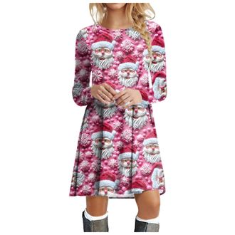 Generic Womens Christmas Jumper Dress Snowman Pattern Long Sleeve Sweatshirts with Pockets Halloween Sweater Dress Christmas Jumpers for Women Novelty Reindee