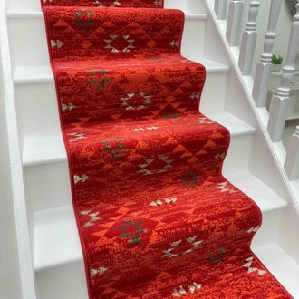 Runrug Stair Runner Carpet for Staircases - Soft & Comfy, 9mm - Andes in Red | Size: 60 cm x 450 cm