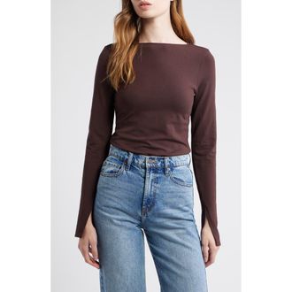 Madewell Long Sleeve Scoop Back T-Shirt in Chocolate Raisin at Nordstrom Rack, Size Xx-Small