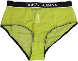 Dolce & Gabbana Groene Logo Tailleband Brief Panty - Dames - Onderbroek - Geel - S - Nylon - Ondergoed