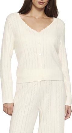 Eberjey Pointelle Cardigan in Ivory at Nordstrom, Size X-Small