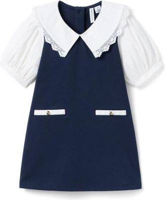 Janie and Jack Lace Trim Collar Ponte Dress in Blue at Nordstrom, Size 18-24M