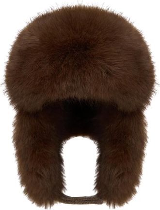 Cesare Gaspari Wol muts - Dames - Hoeden - Bruin - ONE Size - Wol - Accessoires