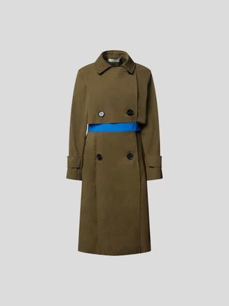 Nina Ricci Mantel mit Kontrastbesatz in Khaki, Gr&ouml;&szlig;e 40