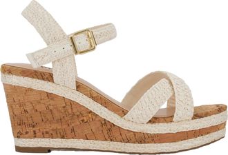 Dune London Dames Kelisa Raffia Flatform Wedge Sandalen (Wit)