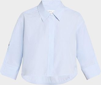 A.L.C. Maude High-Low Striped Cotton Shirt