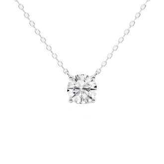 Grown Brilliance 1 Carat Round Lab Grown Diamond Pendant Necklace in 14K White Gold, G Color SI Clarity, Gift Box Included