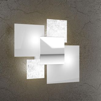 Top-Light Top-light - Lampada da soffitto moderna 1088/45-FA Vetri Bianchi e Foglia Argento 4xG9