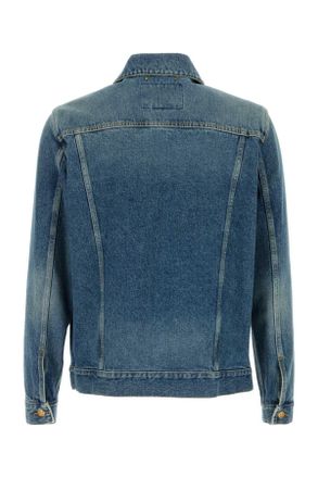 Golden Goose Mens Denim Agenore Jacket Blue Exterior: Cotton Giacche E Gilet