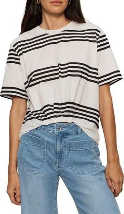 Sanctuary Tuck It Under Stripe Cotton T-Shirt in Chalk White/black Stripe at Nordstrom, Size X-Large