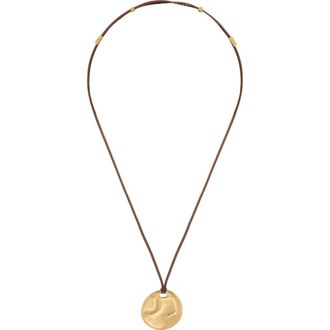 Reiss Orla Leather Cord Pendant Necklace in Gold Tone /Tan at Nordstrom
