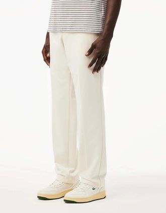 Lacoste Mens Straight-Fit Badge Detail Suit Pants - Cream - Size: Regular/32/32/32