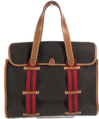 Herm&egrave;s Brown Red Color Leather Silicone Handbag Tote Bag (Pre-Owned)