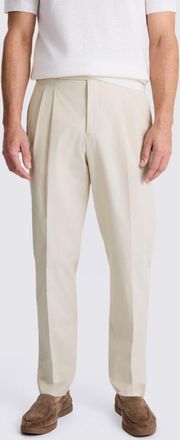 Moss Light Camel Cotton Pleated Trouser
