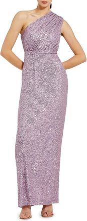 Mac Duggal Womens One Shoulder Ruched Sequin Evening Gown in Lilac at Nordstrom, Size 6