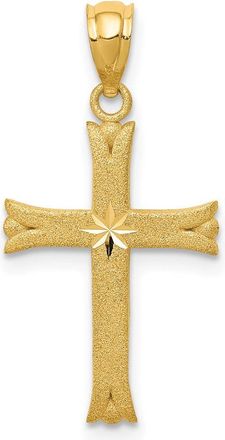 Diamond2Deal 14k Yellow Gold Satin Diamond-cut Cross Charm Pendant