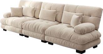 Urban Meuble Sof&aacute; modular de 3 plazas tapizado en tejido chenilla color crema