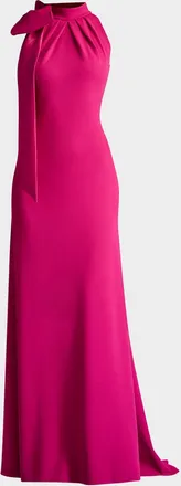 Tadashi Shoji Sleeveless Mock-Neck Bow Gown