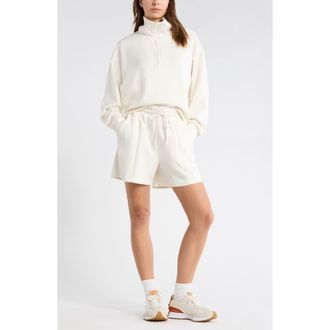 Zella Whisper Knit Half Zip Sweatshirt in Beige Ivory Heather at Nordstrom Rack, Size X-Large