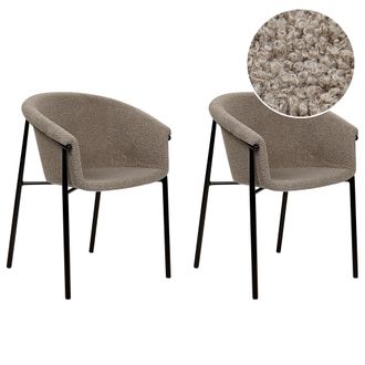 Beliani Beliani - Conjunto De 2 Sillas Gris Pardo Poli&eacute;ster Contempor&aacute;neo Comedor Ames