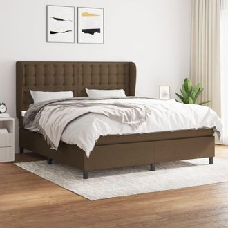 vidaXL Cama Box Spring Con Colch&oacute;n Tela Marr&oacute;n Oscuro 160x200 Cm Vidaxl