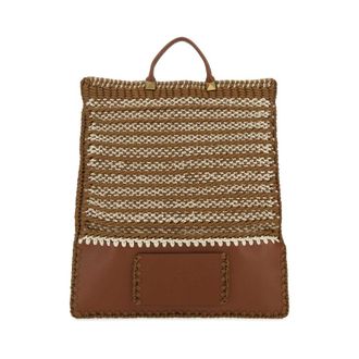 Valentino Garavani Multicolor Crochet And Leather Shopping Bag