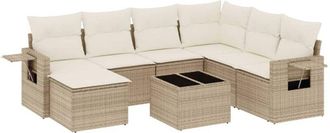 vidaXL Vidaxl - Juego De Sof&aacute;s De Jard&iacute;n Con Cojines Beige 8 Pzas Rat&aacute;n Pe