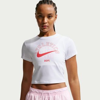Nike Womens Nike Sportswear Chill Knit Slim Cropped T-Shirt in White | IR7840-100