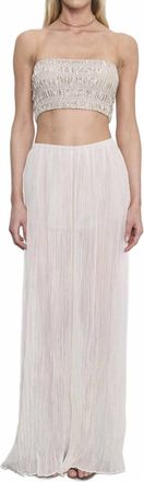Enza Costa Textured Satin Smocked Top In Champagne