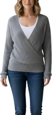 Elan Cinch V-Neck Sweater In Grey