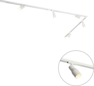 QAZQA Moderno Sistema De Iluminaci&oacute;n De Riel Moderno Con 5 Focos Blanco 1-fase - Iconic Kohua Aluminio /acero /pl&aacute;stico Alargada Adecuado Para Led Max. 5 X 