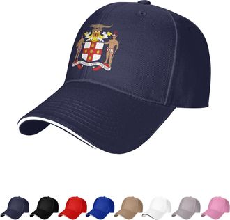 Generic Jamaica Emblem Hat Jamaican Caps for Man Woman Coat of Arms of Jamaica Baseball Cap Trucker Dad Hat Navy Blue