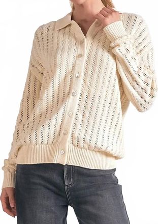 Elan Open Knit Sweater In Beige