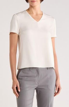 Theory Minimal V-Neck Silk T-Shirt in Ivory at Nordstrom Rack, Size X-Large