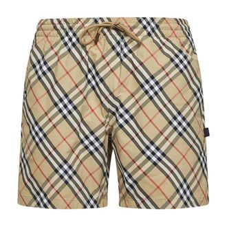 Burberry Beachwear, male, Beige, Size: XL Check Swim Shorts