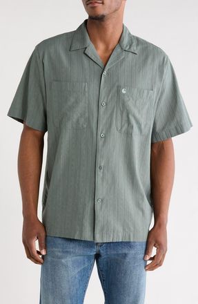 Carhartt Work in Progress Gareth Cotton Seersucker Camp Shirt in Velvet Green at Nordstrom, Size Xx-Large