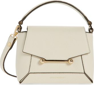 Strathberry Nano Mosaic Grained Leather Top Handle Bag in Vanilla at Nordstrom