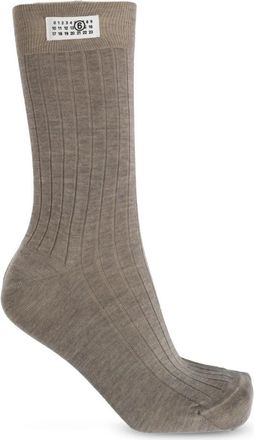 Maison Margiela Sokken van wol met logopatch - Dames - Sokken - Beige - S - Wol - Ondergoed