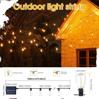 OEM Guirnalda De Luces Solares, Impermeables, Regulables, 12 M, 30 Bombillas