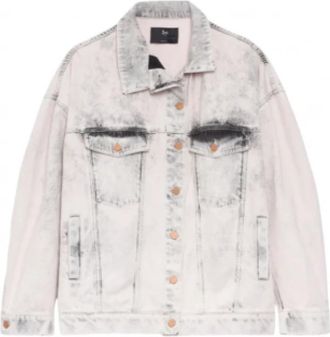 3x1 Oversized asymmetrisch verwassen jack - Dames - Spijkerjassen - Grijs - M - Denim - Jassen