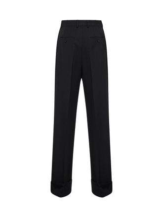 Dolce & Gabbana Womens Black Wool Gabardine Straight Trousers Virgin