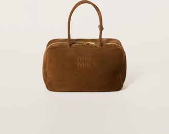 Miu Miu Suede Beau Bag, Woman, Cocoa Brown
